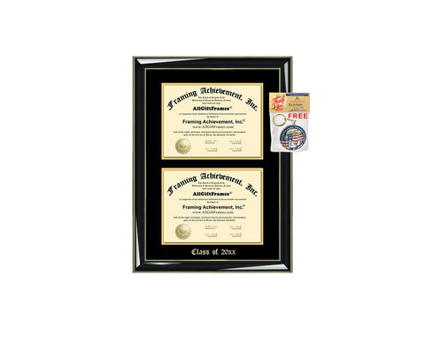 Emboss Double Diploma Frame Two Degree Framing Matted Graduation Gift Certificate Holder Case Dual Graduate School State Board Document License