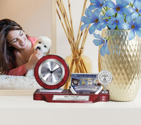 Engineer gift desk clock business card holder engineering school employee award