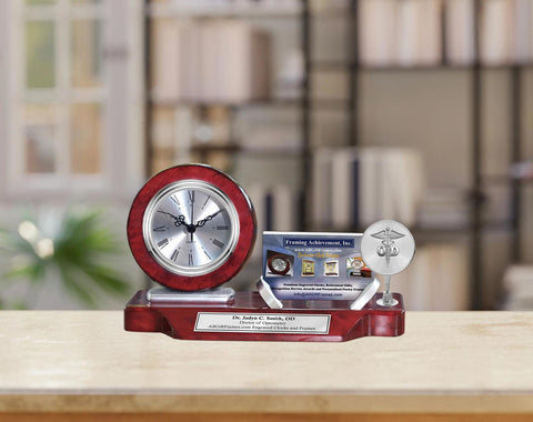 Engrave doctor of optometry gift desk clock business card holder optometrist