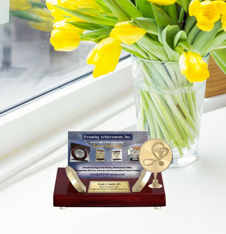 Registered nurse graduation gift engrave business card holder doctor name plate