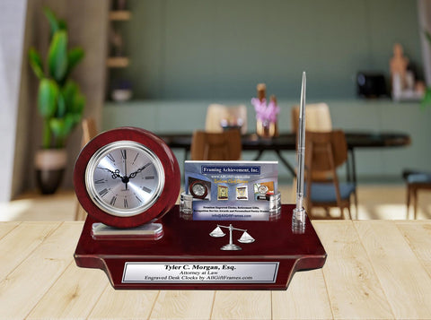 Name plate law gift lawyer attorney nameplate clock pen legal business card