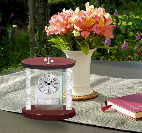 Lawyer attorney at law gift desk clock school graduation judge bar passing etch