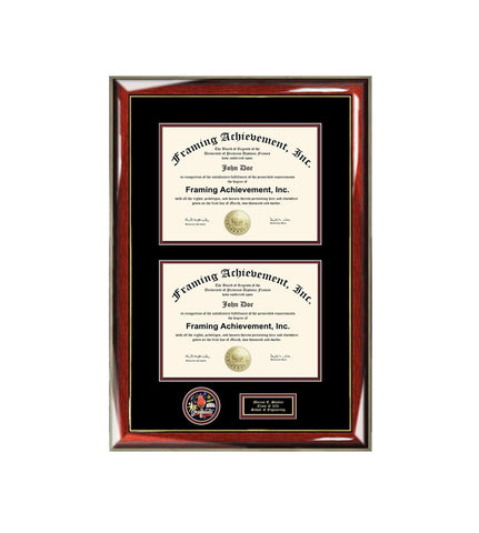 Double College Diploma Frame Case Holder Two Graduation Medal School Military Dual Degree Certificate Success Medallion Case License