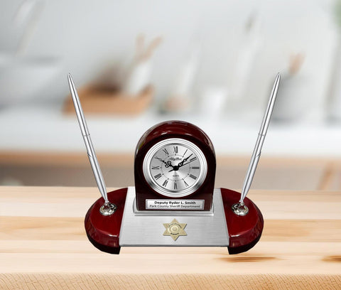 Sheriff deputy service award academy graduation gift pen desk clock retirement