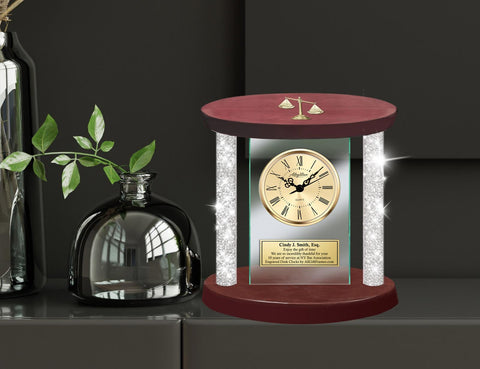 Law office desk clock attorney diamond column award lawyer passing bar student