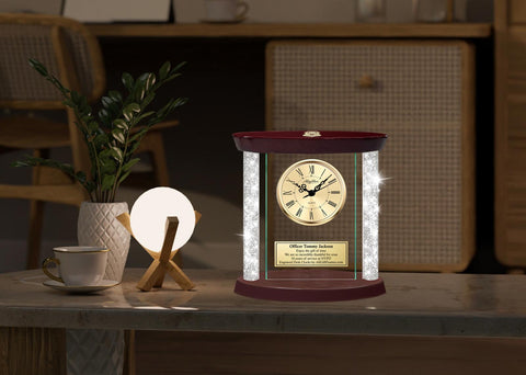 Police officer desk clock law enforcement award retirement promotion gift grad