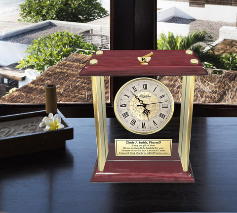 Pharmacist gift engrave desk clock pharmacy student school graduate PharmD award