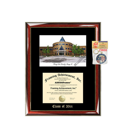Chicago State University CSU Graduation Custom Frame Emboss Lithograph Diploma Degree Framing Embossed Bachelor MBA Master PHD Certificate Framing