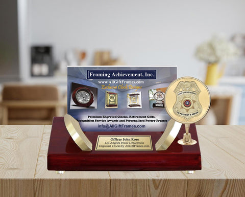 law enforcement graduation gift engrave business card holder policeman desk name