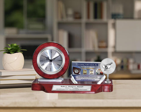 Pharmacist gift desk clock card holder doctor pharmacy school graduation PharmD
