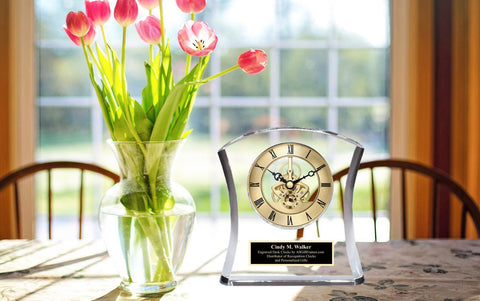 Engraved Crystal Clock Graduation Retirement Gift Boss Colleague Employee Award