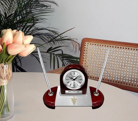 Personalize doctor of veterinary medicine desk clock pen DVM veterinarian gift