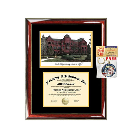 Nebraska Wesleyan University diploma frames lithograph NWU degree frame campus image certificate framing graduation gift college plaque grad