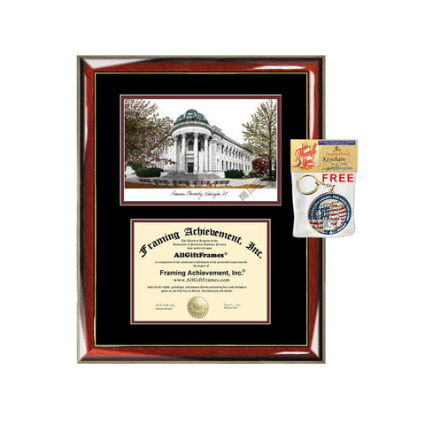 American University diploma frame lithograph campus image American certificate degree frames framing gift graduation plaque college holder