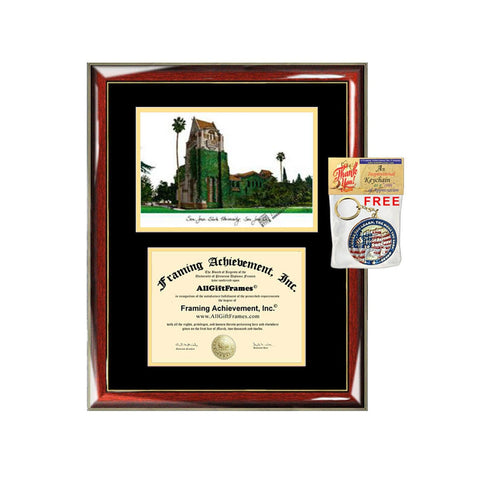 SJSU diploma frames lithograph San Jose State University degree frame campus image certificate framing graduation gift college plaque grad