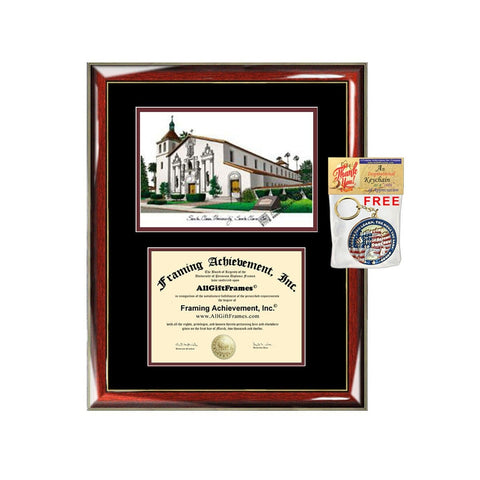 Santa Clara University diploma frames SCU lithograph frame campus sketch framing graduation degree gift college plaque certificate holder