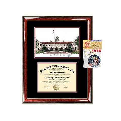 Texas A&M University Kingsville diploma frames lithograph TAMUK frame campus sketch framing graduation degree gift college grad certificate