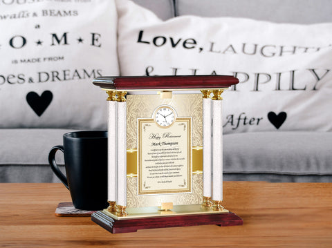 Customize Gold Personalized Clock Best Retirement Gifts Congratulations Luxury Him Her Expensive Present Appreciation Going Away Thank You