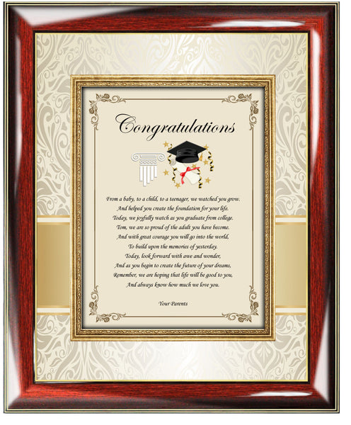 College or High School Graduation Gift for Son or Daughter Frame