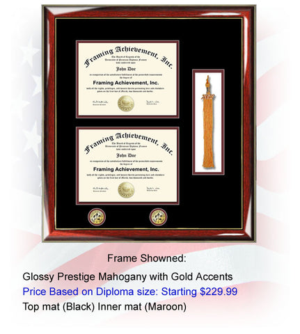 Double Diploma Frame with Graduation Tassel