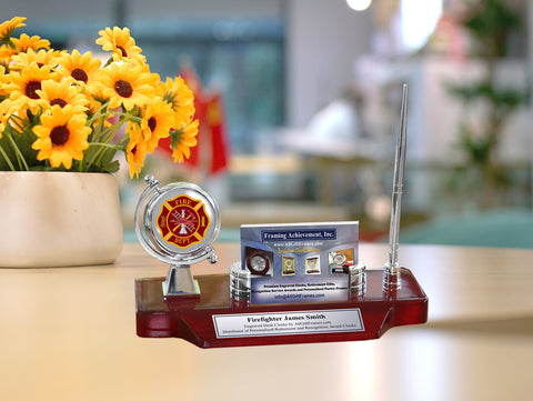 Personalize Firefighter Gift Nameplate Desk Engrave Clock Fireman Fire Fighter Graduation School Graduate Academy Promotion Retirement Award