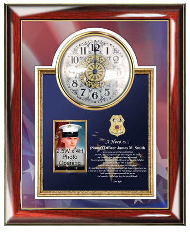 Law Enforcement Gift Police Sheriff Picture Frame Clock