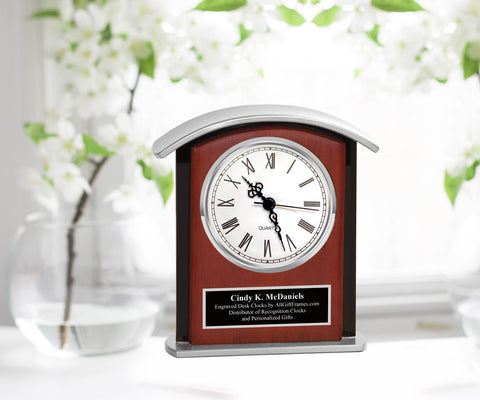 Black Engrave Plate Service Award Gift Clock Wood Silver Going Away Retire Present Friend Coworker Retirement Boss 5 10 15 20 25 30 Year