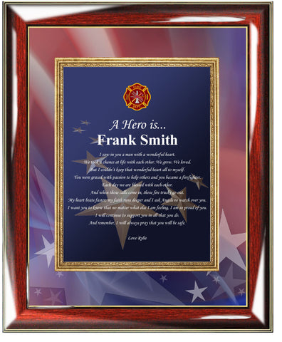 fireman plaque graduation gift