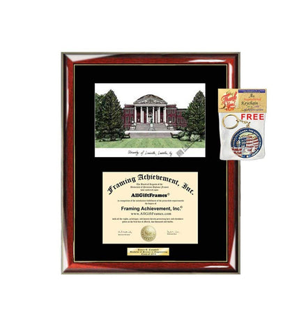 University of Louisville Diploma Frame Lithograph Degree Graduation Framing Black Matted Engraved Custom University Graduate Gift Holder Case