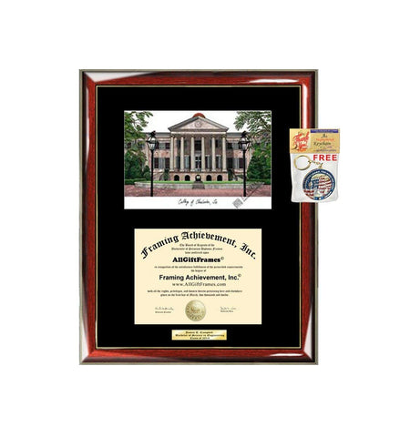 AllGiftFrames College of Charleston Diploma Frame Lithograph Degree Graduation Framing Black Matted Engraved Custom University Graduate Gift Holder Case