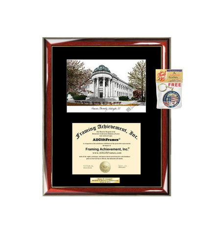 AllGiftFrames American University Diploma Frame Lithograph Degree Graduation Framing Black Matted Engraved Custom University Graduate Gift Holder Case
