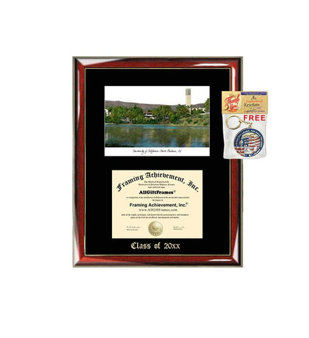 University of California Santa Barbara Diploma Frame Emboss Lithograph UCSB Graduation Degree Framing College Plaque Certificate Graduate Gift Black Matted Frames