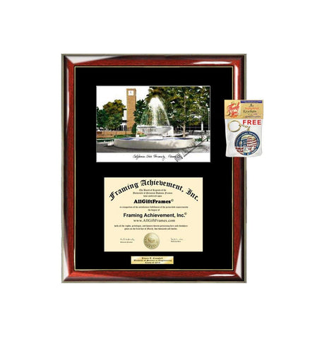 California State University Fresno Diploma Frame Lithograph Degree Graduation Framing Black Matted Engraved Custom University Graduate Gift Holder Case