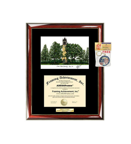 Iowa State University ISU Diploma Frame Lithograph Degree Graduation Framing Black Matted Engraved Custom University Graduate Gift Holder Case