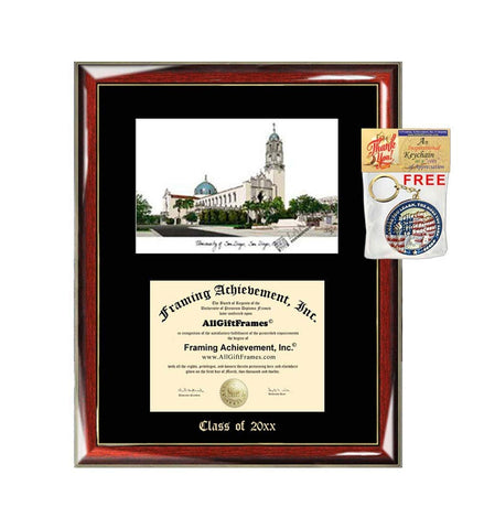 University of San Diego Diploma Frame Emboss Lithograph USD Graduation Degree Framing Graduate Gift Certificate University Diploma Frames