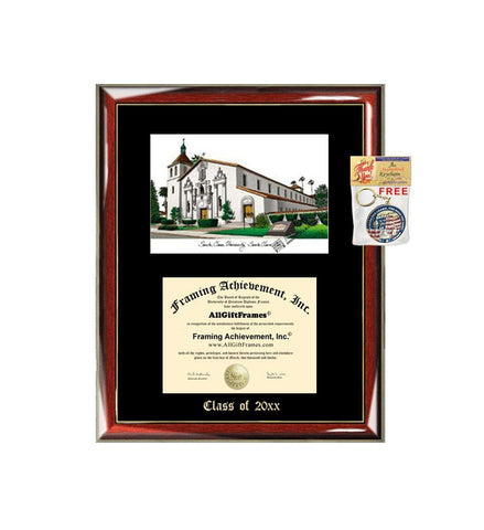 Santa Clara University Diploma Frame Emboss Lithograph SCU Graduation Degree Framing Plaque Graduate Gift Single Black Matted University Diploma Frames