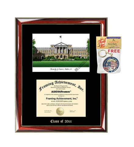 University of Wisconsin Madison Diploma Frame Emboss Lithograph Degree UWM University Certificate Framing Graduation Gift Diploma Frames