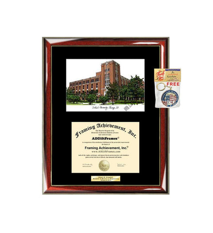 DePaul University Diploma Frame Lithograph Degree Graduation Framing Black Matted Engraved Custom University Graduate Gift Holder Case