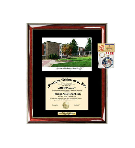 AllGiftFrames Appalachian State University App State Diploma Frame Lithograph Degree Graduation Framing Black Matted Engraved Custom University Graduate Gift Holder Case