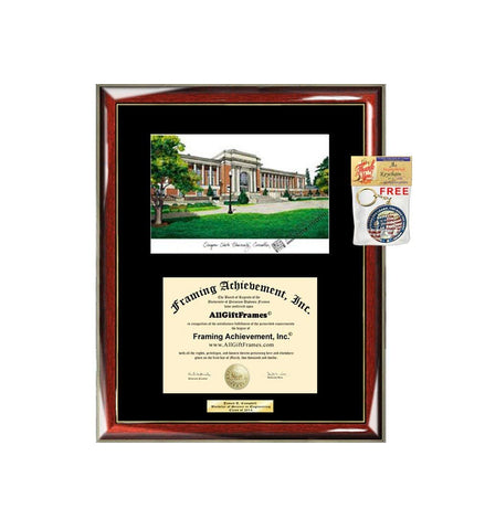 Oregon State University Diploma Frame Lithograph OSU Degree Framing Certificate Graduation University Frames Prestige Mahogany Accents Single Black Matted Diploma Frame