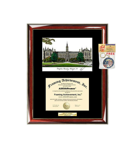 Georgetown University Diploma Frame Lithograph Degree Graduation Framing Black Matted Engraved Custom University Graduate Gift Holder Case