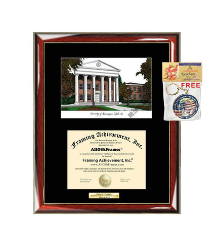 University of Mississippi Diploma Frame Lithograph OLEMISS Degree Framing Certificate Graduation Plaque Prestige Mahogany Accents Single Black Matted University Diploma Frame