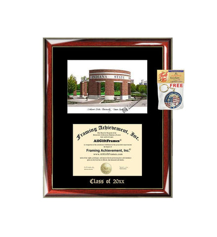 Indiana State University ISU Graduation Custom Frame Emboss Lithograph Diploma Degree Framing Embossed Bachelor MBA Master PHD Certificate Framing