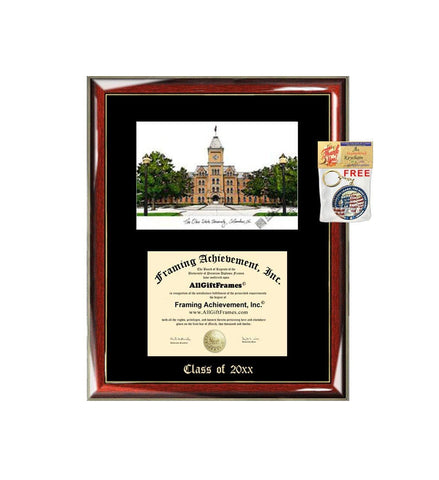 Ohio State University Diploma Frame Emboss Lithograph OSU Degree Graduation Plaque College Prestige Gold Accents Single Black Matted Graduate Gift Frame
