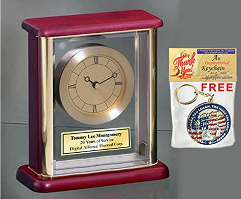 Engraved Desk Clock Encased in Glass Gold Brass Personalized desk table clock employee recognition award gift wedding anniversary retirement gift employee service recognition retire birthday