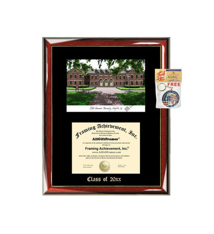 Old Dominion University Diploma Frame Emboss Lithograph ODU Degree Graduation Plaque Gift Glossy Prestige Mahogany Gold Accents Single Black Matted University Diploma Frame