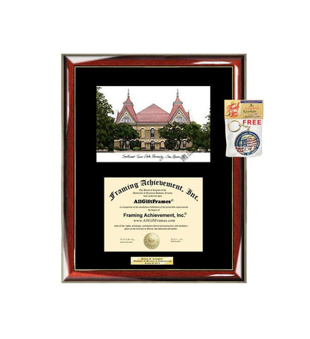 Texas State University formerly Southwest Texas State University Diploma Frame Lithograph College Degree Framing Certificate Black Matted Graduate Gift University Diploma Frame