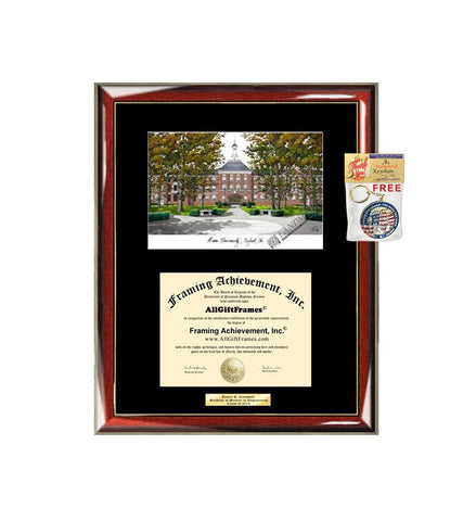 Miami University of Ohio Diploma Frame Lithograph Premium Wood Glossy Prestige Mahogany with Gold Accents Single Black Matted University Graduation Diploma Frame