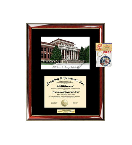 Middle Tennessee State University MTSU Diploma Frame Lithograph Degree Graduation Framing Black Matted Engraved Custom University Graduate Gift Holder Case