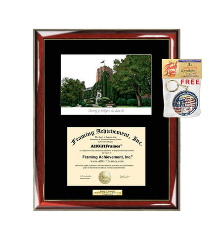 AllGiftFrames University of Michigan Diploma Frame Lithograph Degree Graduation Framing Black Matted Engraved Custom University Graduate Gift Holder Case